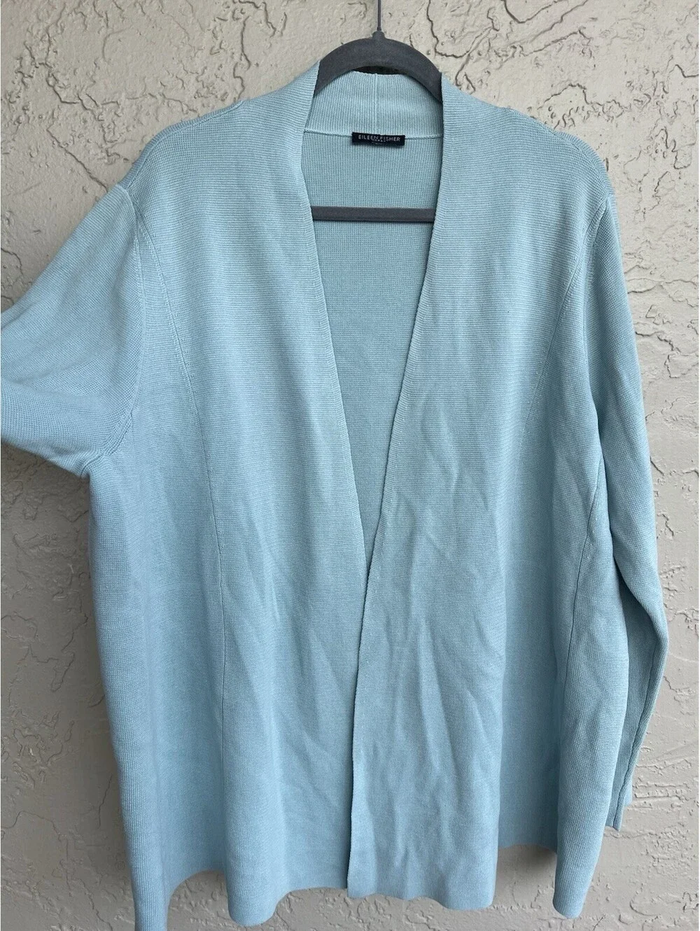 Eileen Fisher Woman Light Blue Silk  Open Front Cardigan 3X?